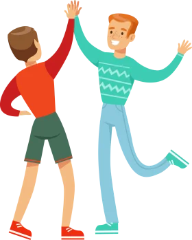 Cheerful Friends Celebrating Friendship with High-Five Clipart Illustration