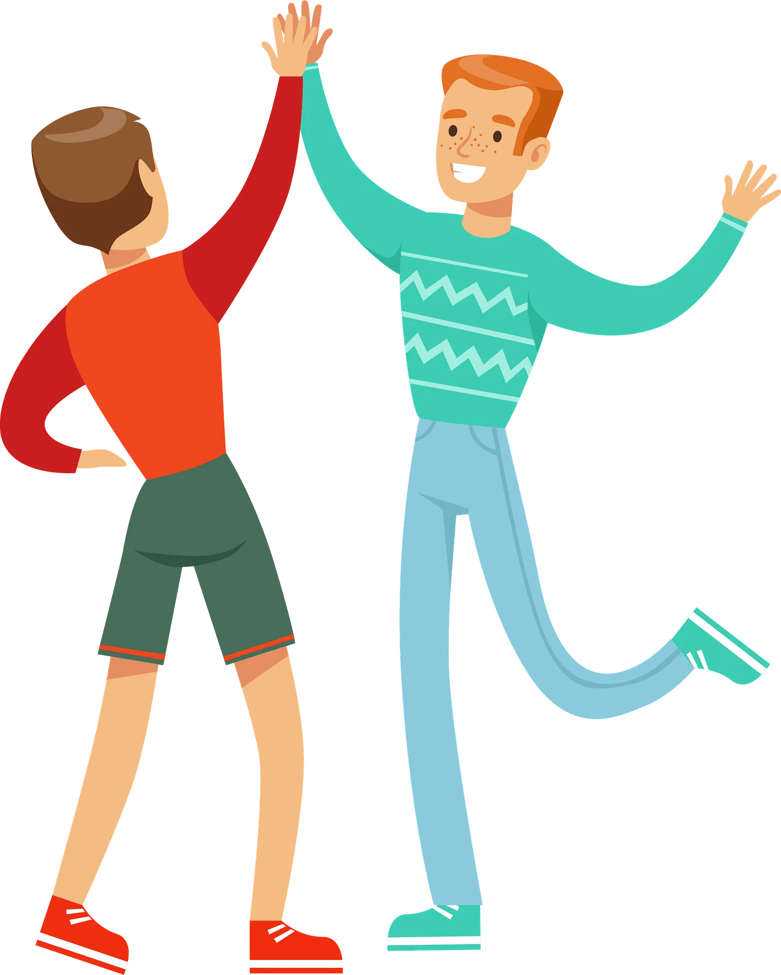 Cheerful Friends Celebrating Friendship with High-Five Clipart Illustration