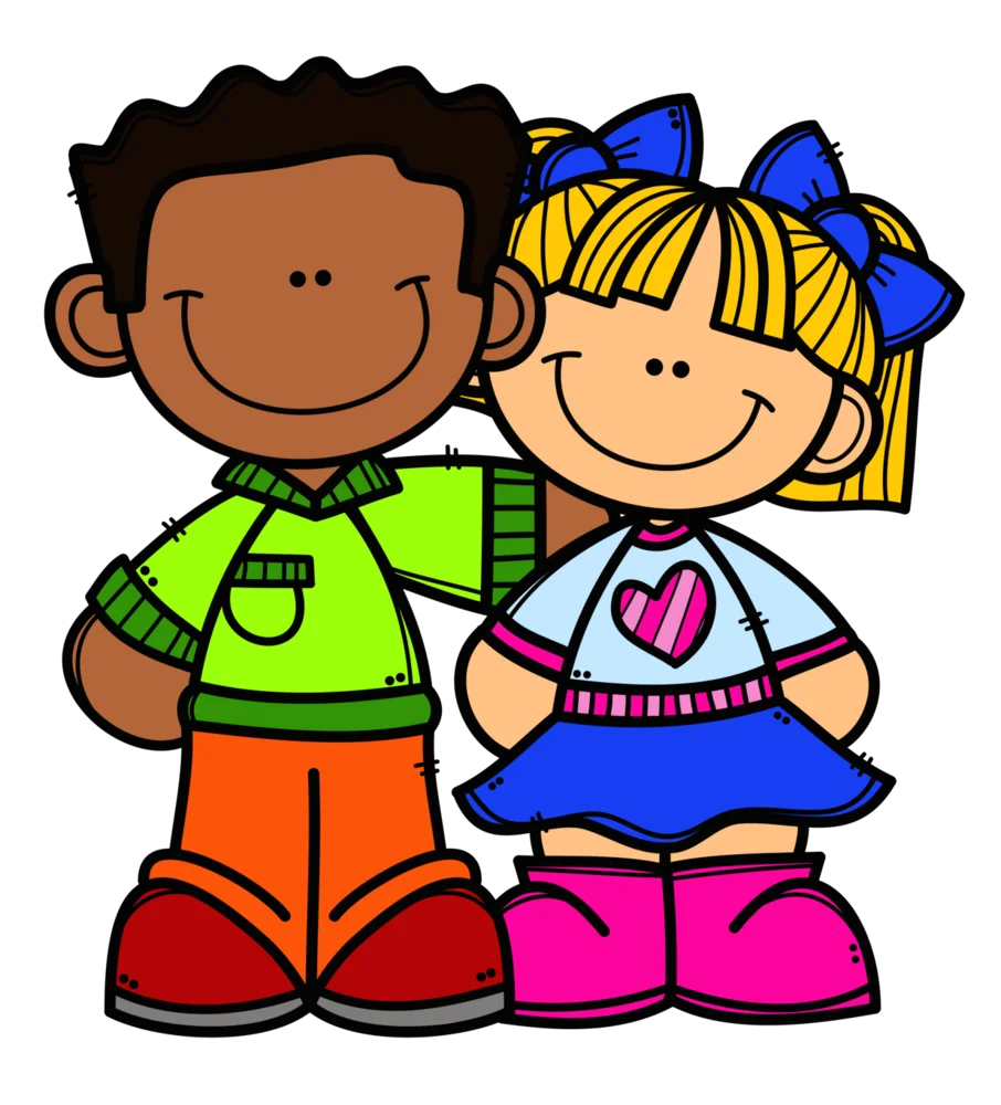 Cheerful School Friends Clipart - Adorable Cartoon Children Standing Together