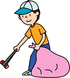 Cheerful Young Helper Using Mop Cleaning Tool Cartoon Clipart Illustration