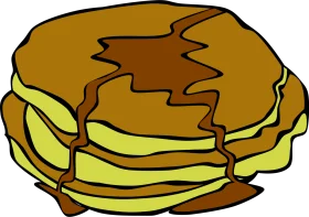Classic Golden Buttermilk Pancake Stack Clipart with Warm Maple Syrup Drizzle