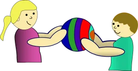 Colorful Friendship Clipart: Children Sharing a Playful Moment of Connection
