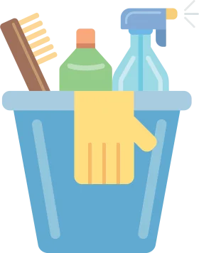 Comprehensive Household Cleaning Supplies Cartoon Clipart Collection