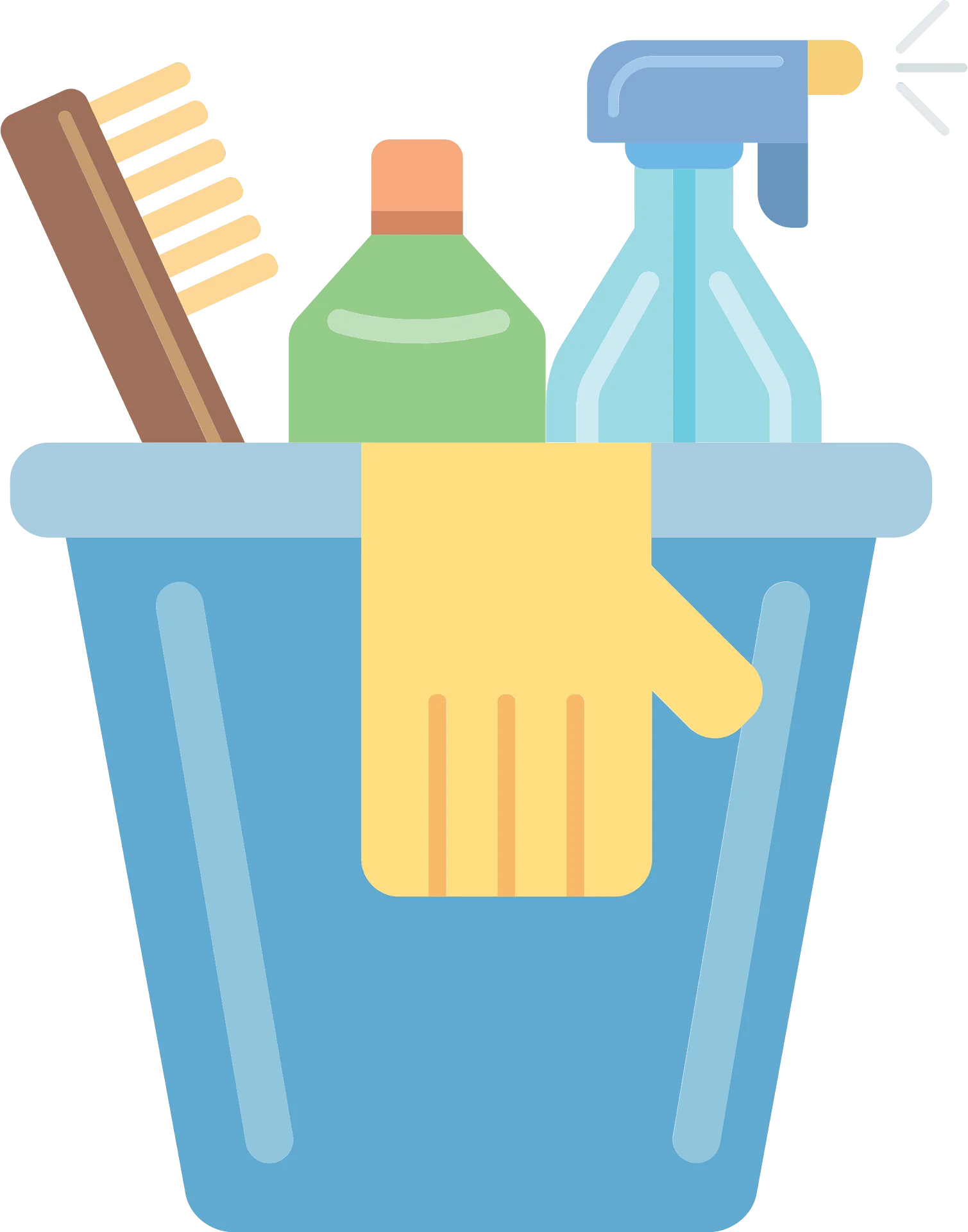 Comprehensive Household Cleaning Supplies Cartoon Clipart Collection