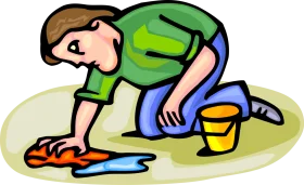 Diligent Cleaning Clipart: A Person Mopping the Floor with Determination