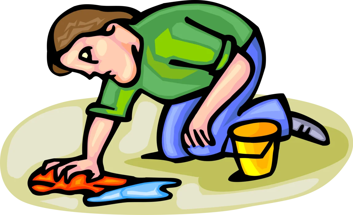 Diligent Cleaning Clipart: A Person Mopping the Floor with Determination