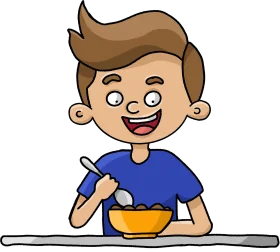 Happy School Boy Enjoying Breakfast Clipart Illustration for Children's Design