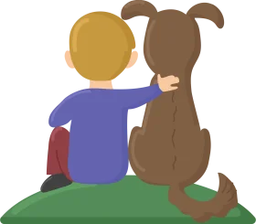 Heartwarming Friendship Clipart: A Child and Loyal Canine Companion Sharing a Moment