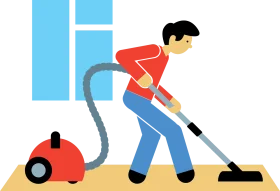 Home Cleaning Clipart: Person Using Vacuum Cleaner on Living Room Floor