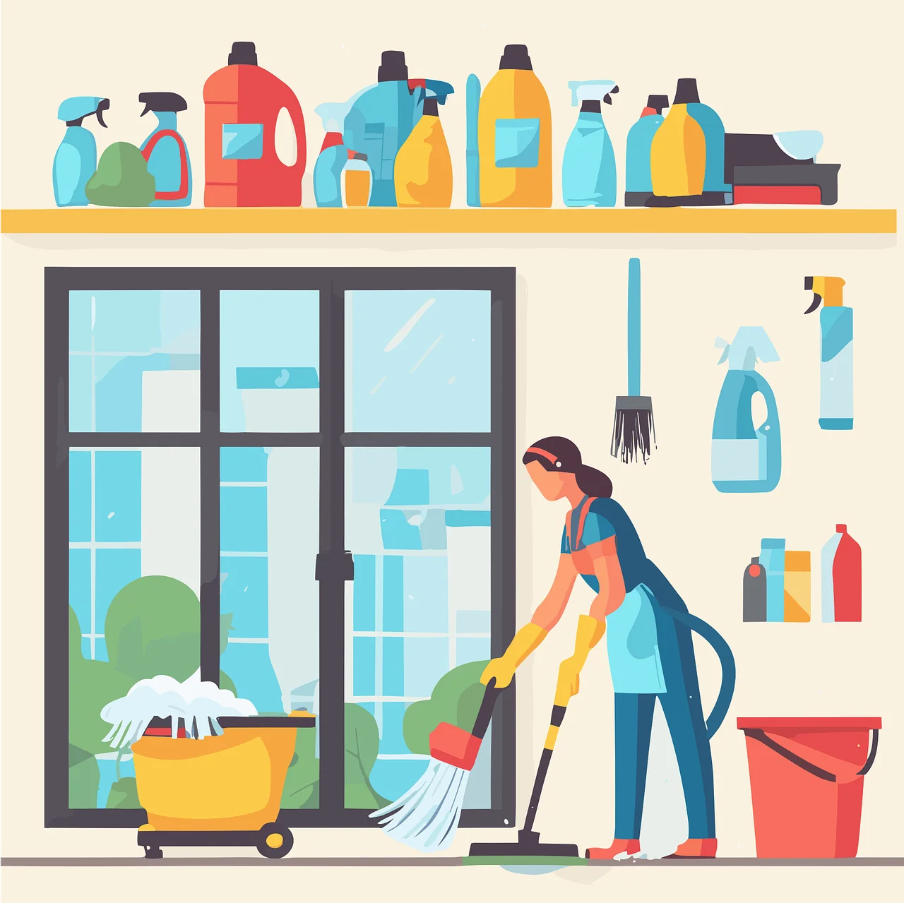 Home Cleaning Services Professional Illustration Clipart Graphic Design
