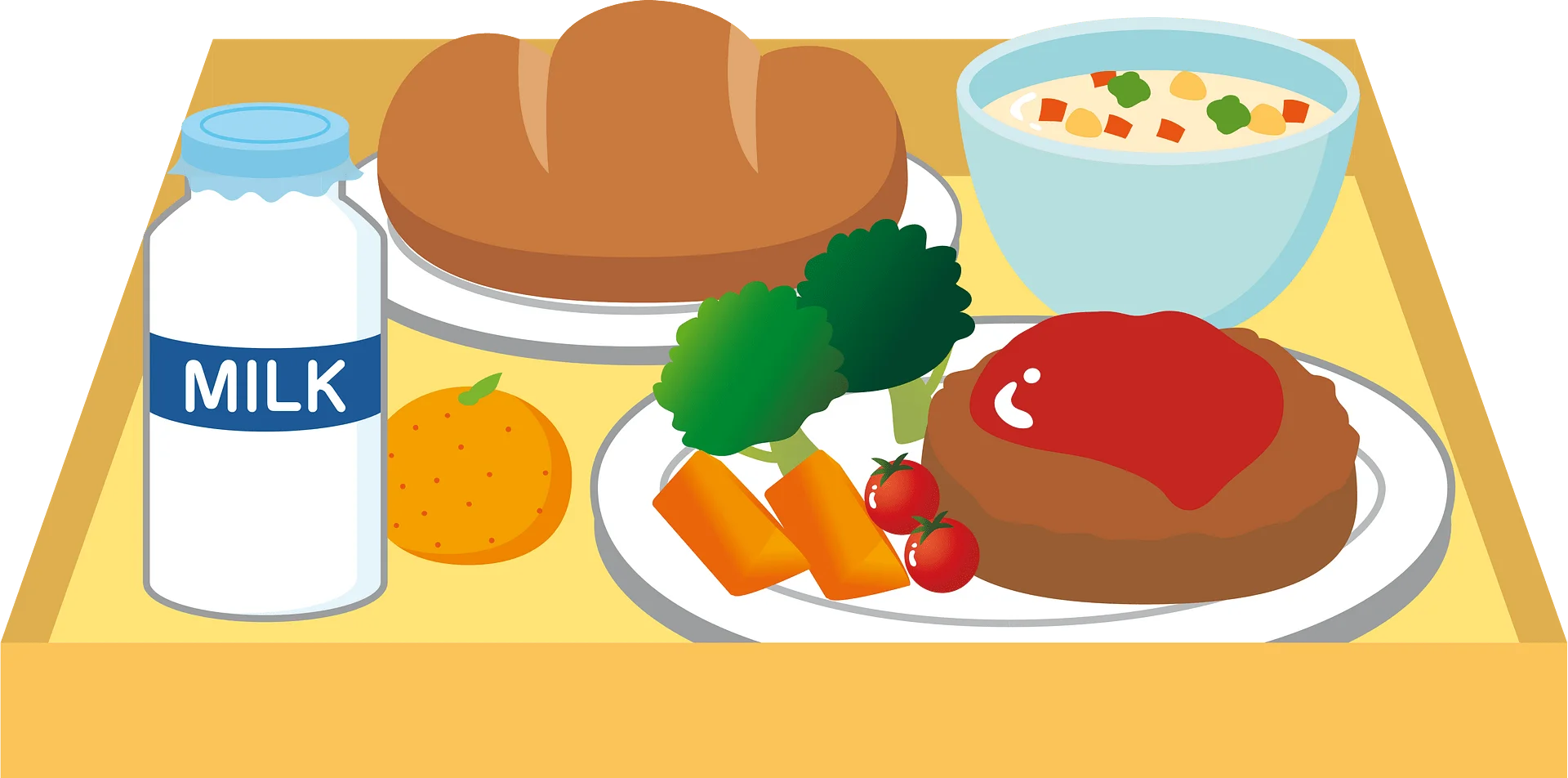 Nutritious School Breakfast Meal Tray Clipart: Balanced Morning Meal Illustration