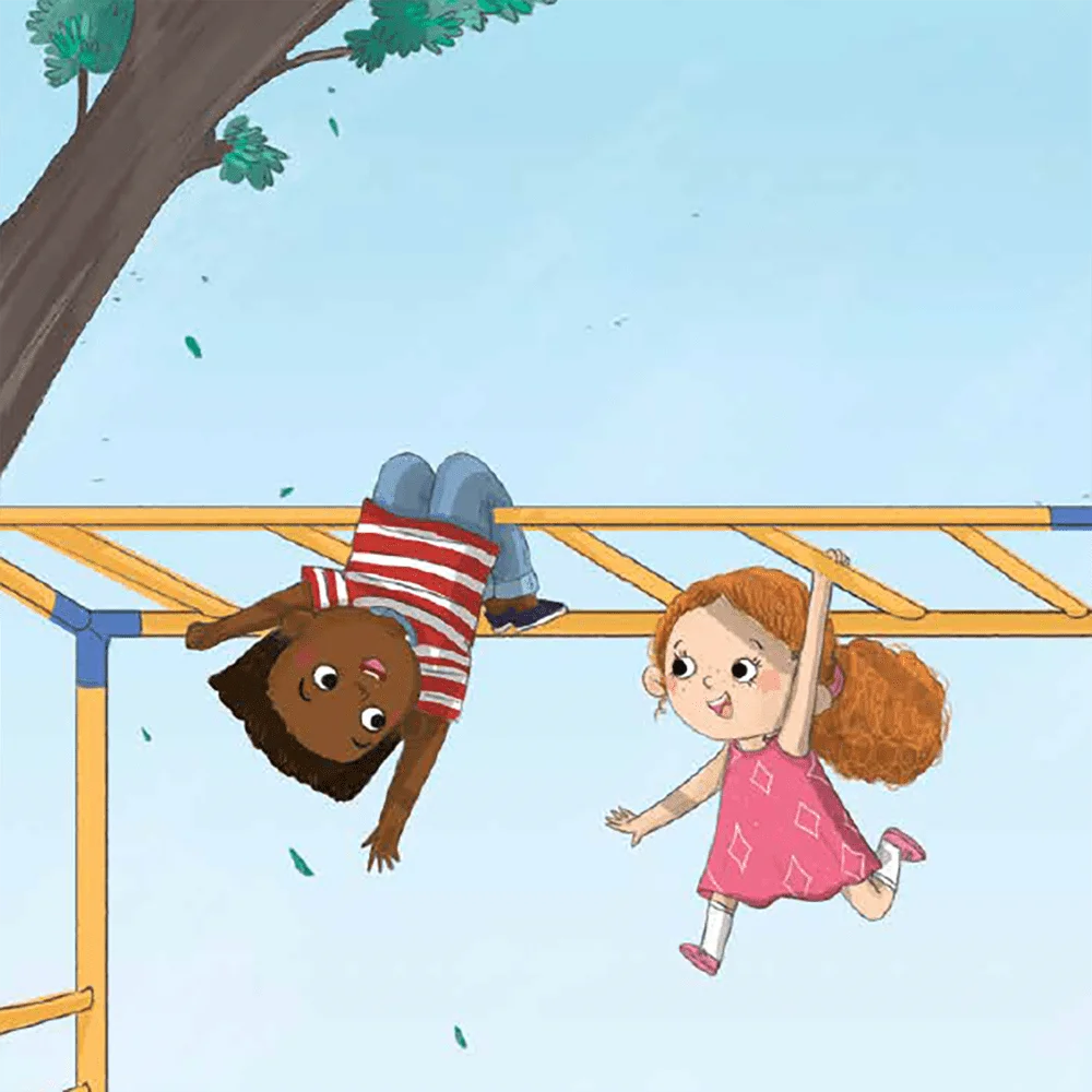 Playful Friendship Clipart: Children Enjoying Monkey Bars Together