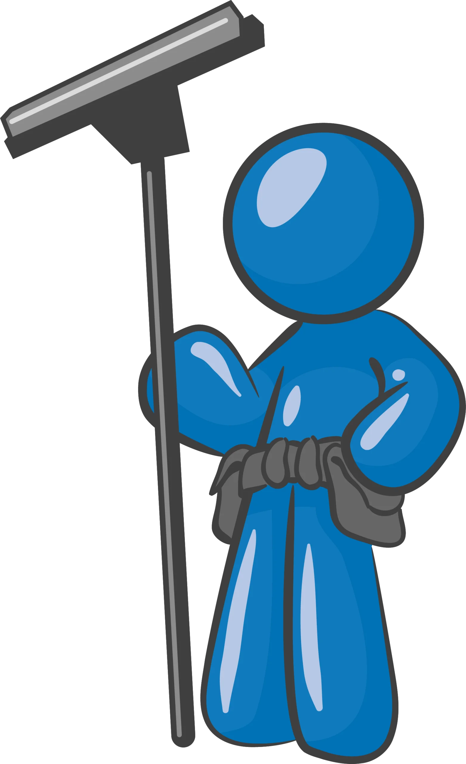 Professional Blue Figure Cleaning Specialist Holding Squeegee Clipart Design