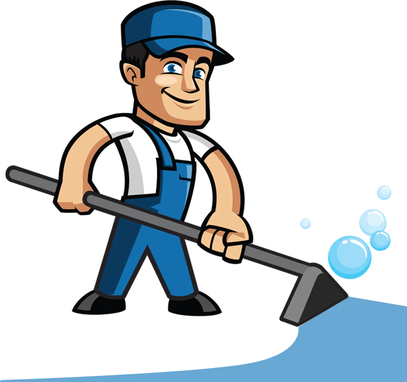 Professional Carpet Cleaning Service Clipart with Happy Worker
