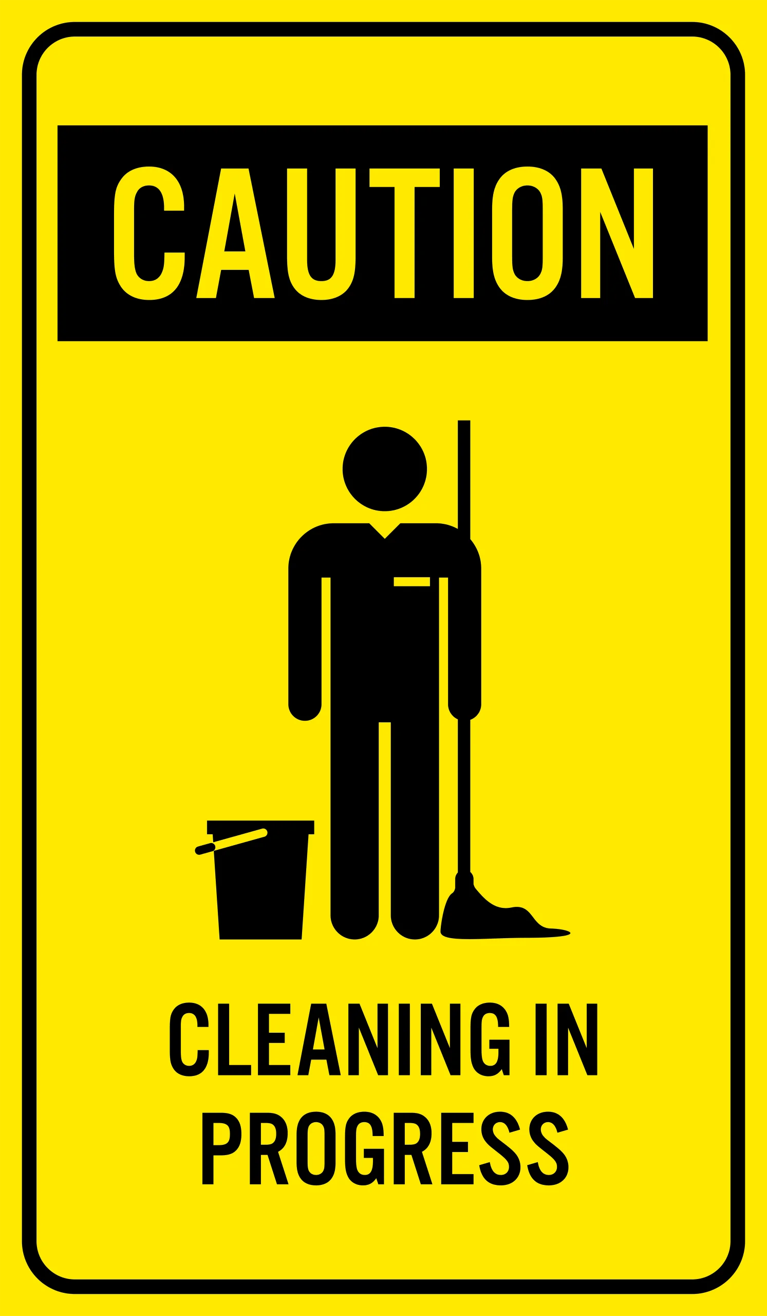 Safety Warning Clipart: Caution Cleaning in Progress Stick Figure Icon