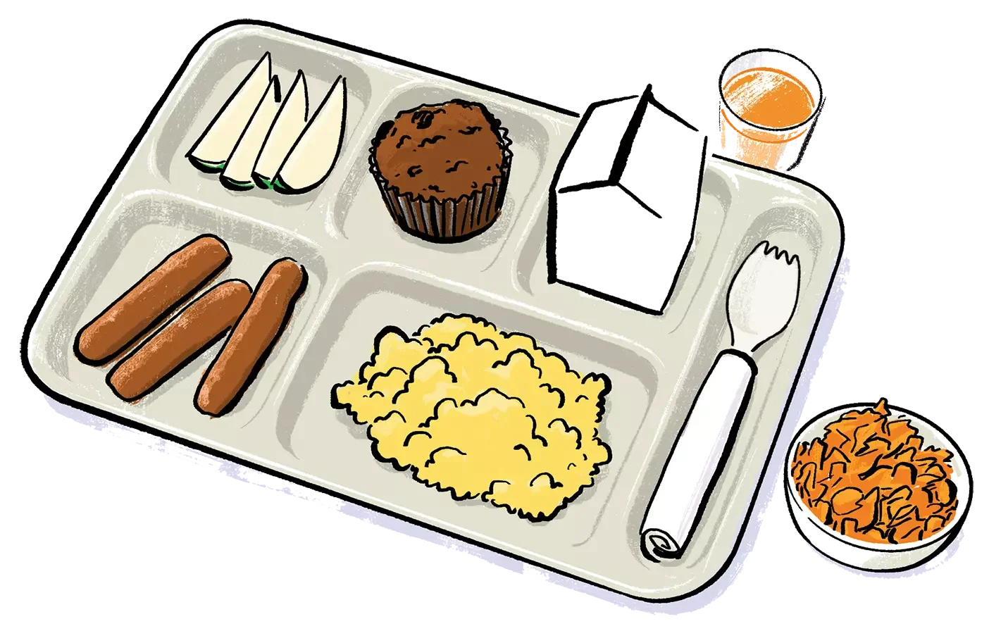 School Breakfast Tray Clipart: A Colorful Morning Meal Illustration for Kids