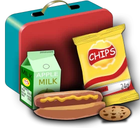 School Lunch Clipart: Delightful Midday Meal Ensemble with Playful Graphics