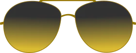 Sleek Metallic Aviator Sunglasses Clipart with Golden Gradient Lens