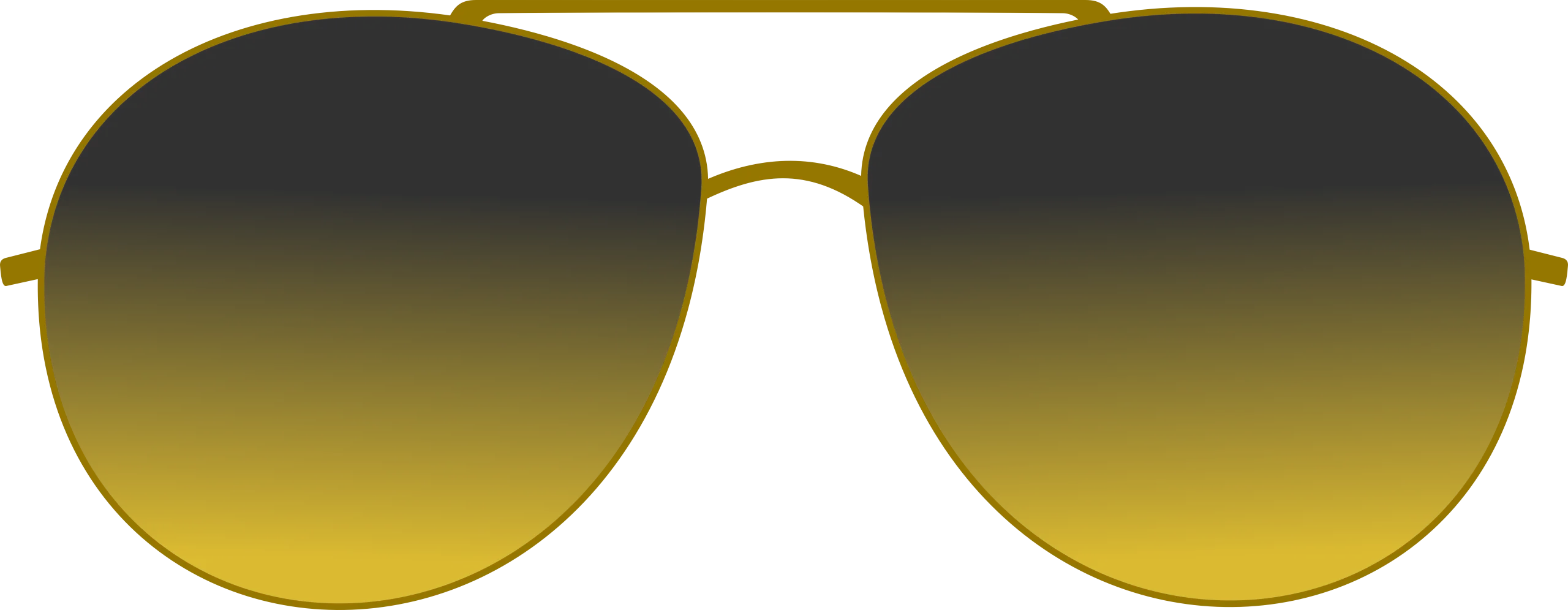 Sleek Metallic Aviator Sunglasses Clipart with Golden Gradient Lens