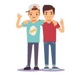 Two Best Friends Together Cheerful Casual Clipart Illustration of Friendship