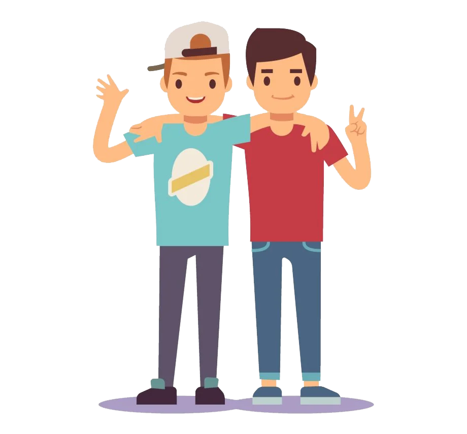 Two Best Friends Together Cheerful Casual Clipart Illustration of Friendship