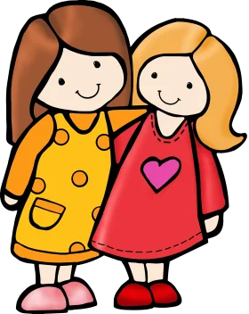 Two Cheerful Cartoon Friends Standing Together Adorable Friendship Clipart Design