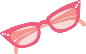 Vintage Cat-Eye Pink Sunglasses Retro Clipart Illustration Design