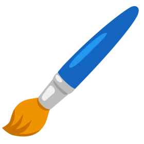 Artistic Blue-Handled Paintbrush Clipart with Golden Bristles and Sleek Design