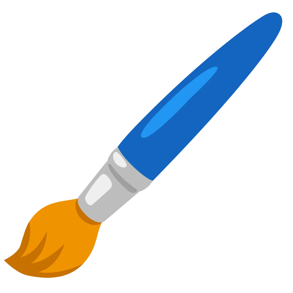 Artistic Blue-Handled Paintbrush Clipart with Golden Bristles and Sleek Design