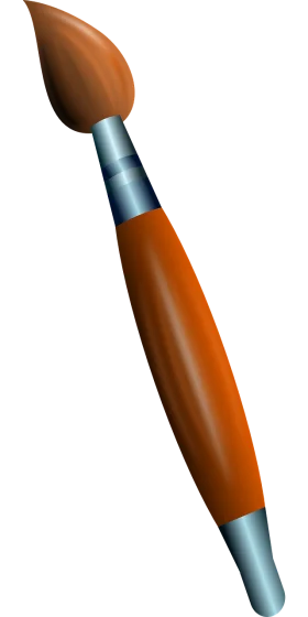 Artistic Paint Brush Clipart: Rustic Orange and Metallic Blue Design