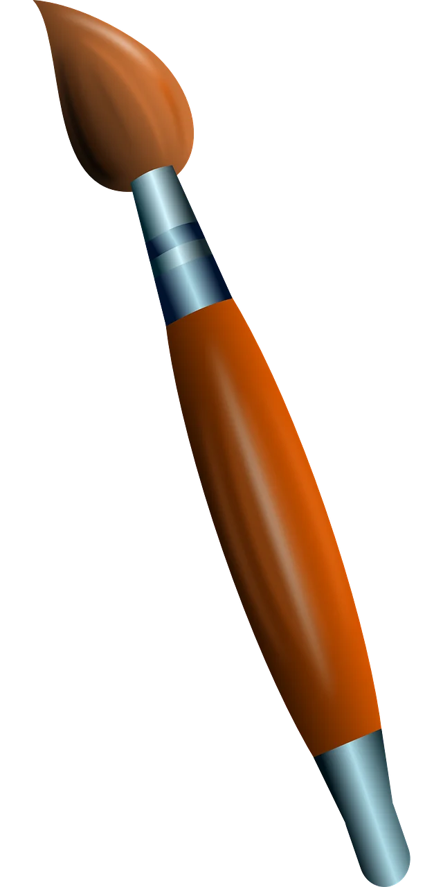 Artistic Paint Brush Clipart: Rustic Orange and Metallic Blue Design