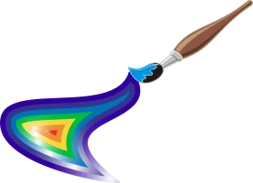 Artistic Paintbrush Clipart with Dynamic Rainbow Color Gradient Splash