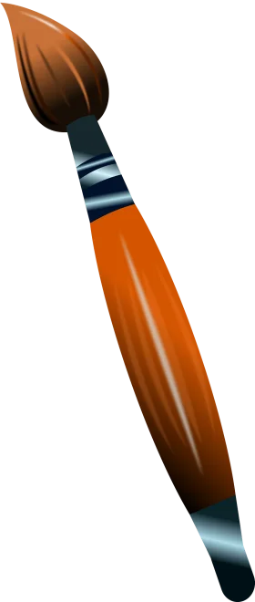 Artistic Paintbrush Clipart with Warm Orange Gradient and Metallic Accents