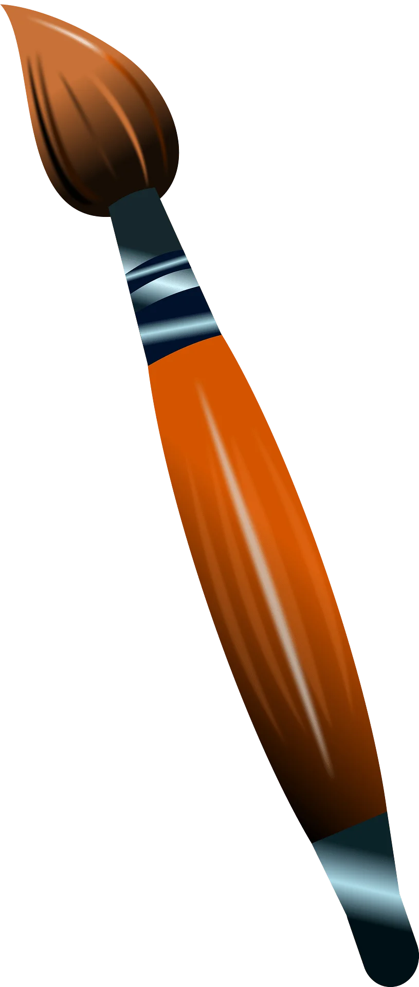 Artistic Paintbrush Clipart with Warm Orange Gradient and Metallic Accents