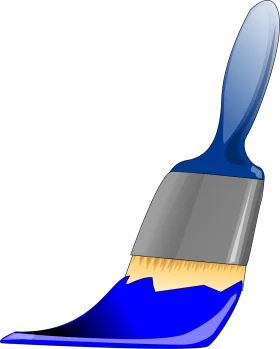 Blue and Silver Paintbrush Clipart with Artistic Sharp-Angled Paint Splash Design