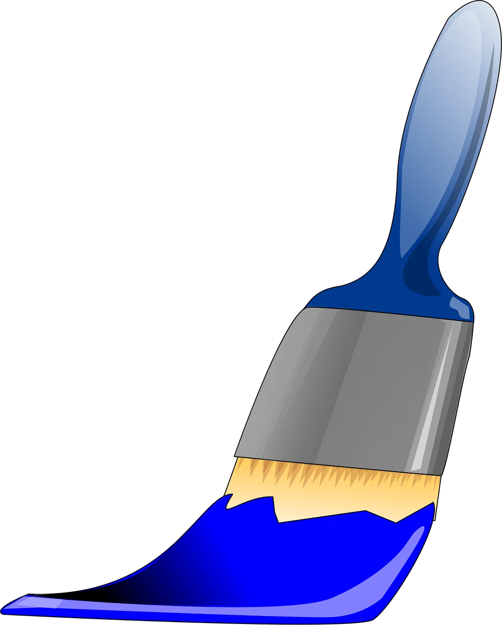 Blue and Silver Paintbrush Clipart with Artistic Sharp-Angled Paint Splash Design