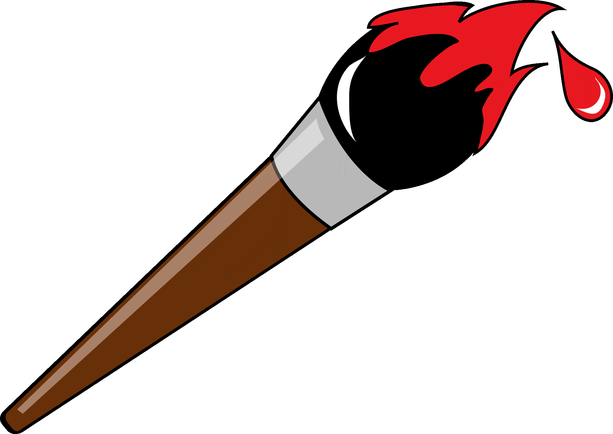 Classic Paintbrush Clipart with Bold Red Paint Dripping from Tip