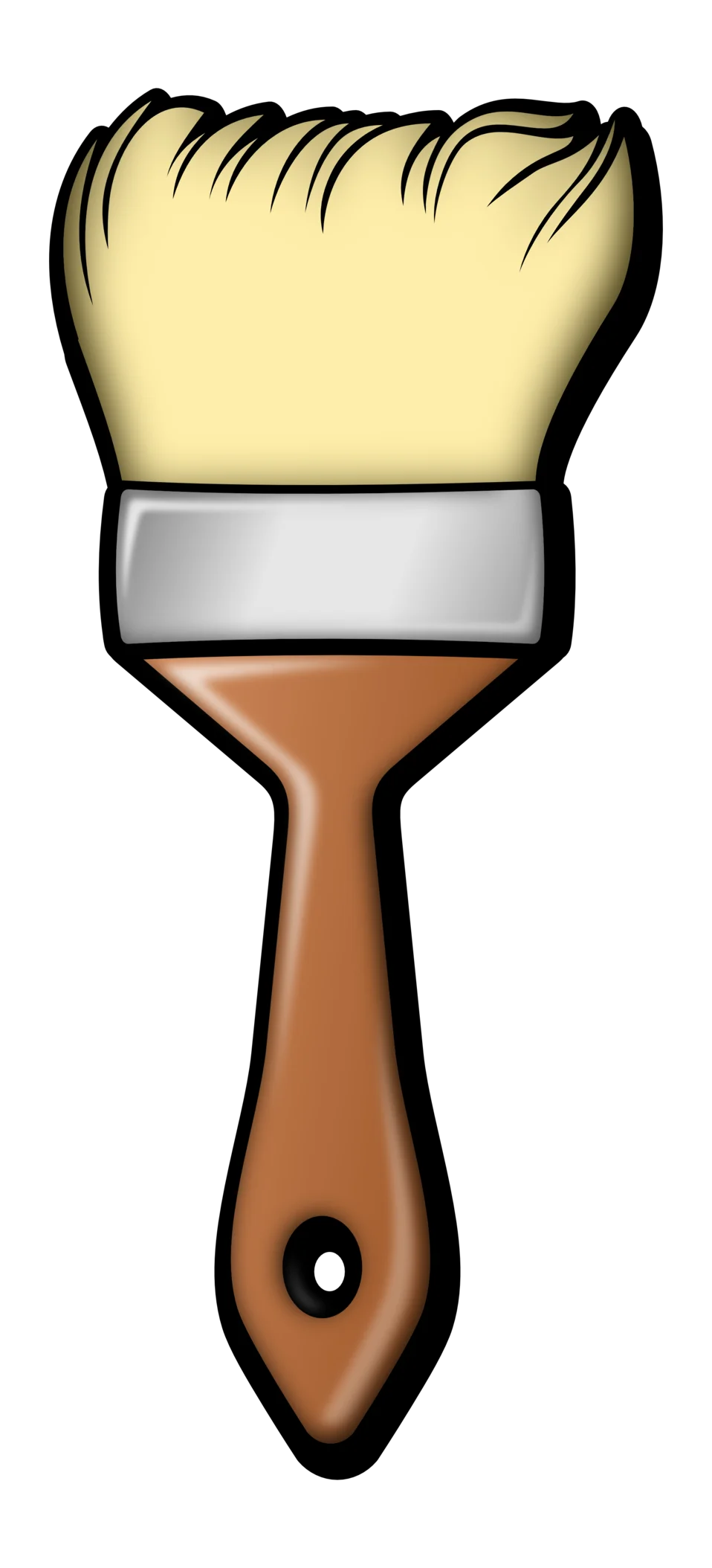 Classic Wooden Handled Paintbrush Clipart with Soft Bristle Design