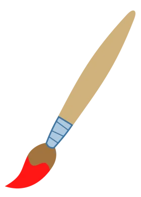 Classic Wooden Paintbrush Clipart with Red Bristle and Ergonomic Handle