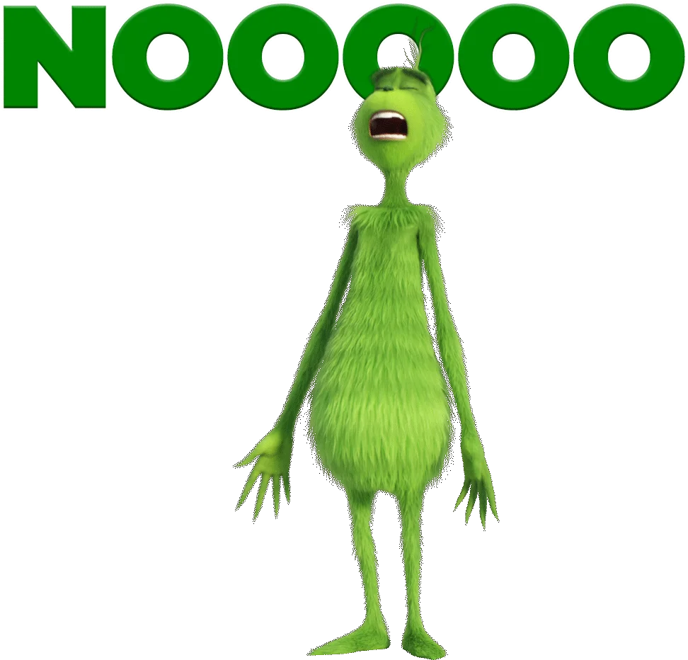 Comical Green Alien Clipart Expressing Dramatic Surprise with 'NOOOOO' Exclamation