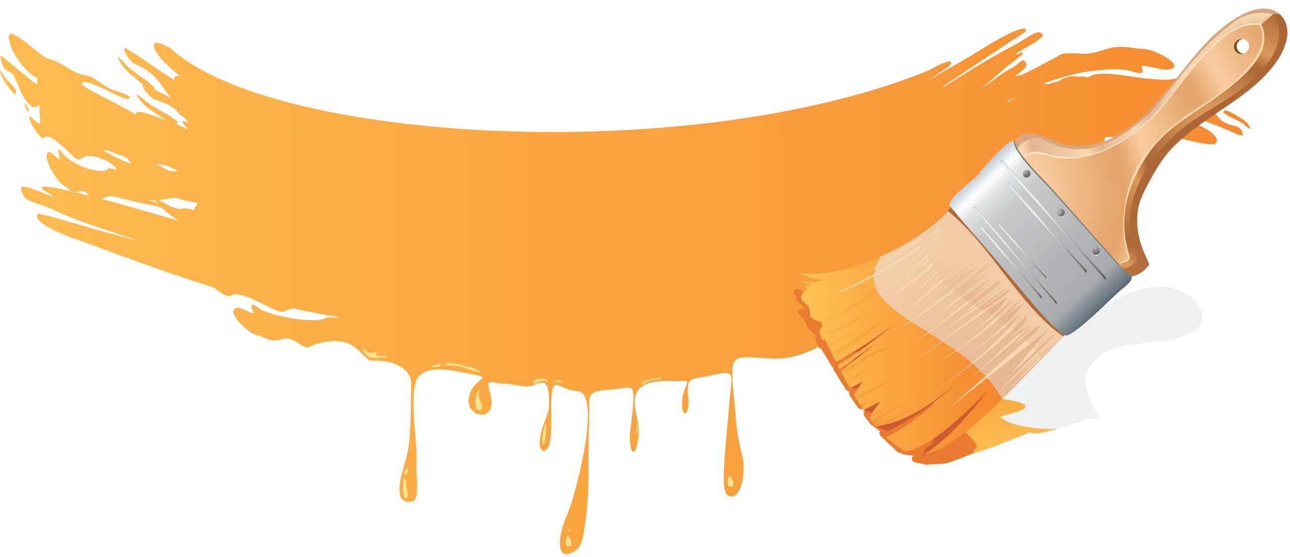 Dynamic Orange Paint Brush Stroke Clipart with Fluid Artistic Splash Design