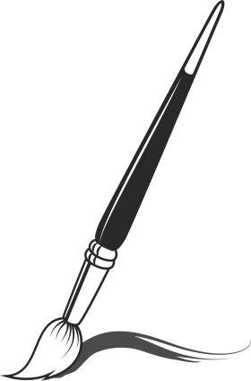 Elegant Black and White Paintbrush Clipart with Expressive Brush Stroke Design