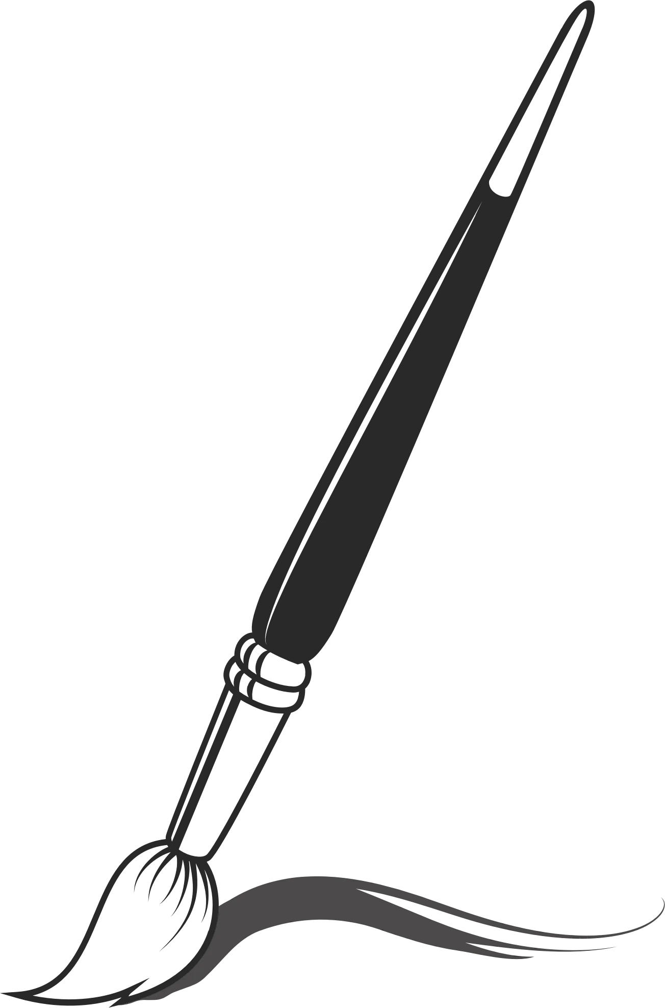 Elegant Black and White Paintbrush Clipart with Expressive Brush Stroke Design