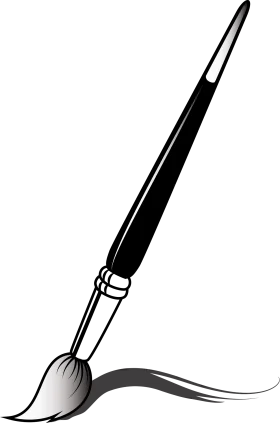 Elegant Black and White Paintbrush Clipart with Soft Bristles and Sleek Handle