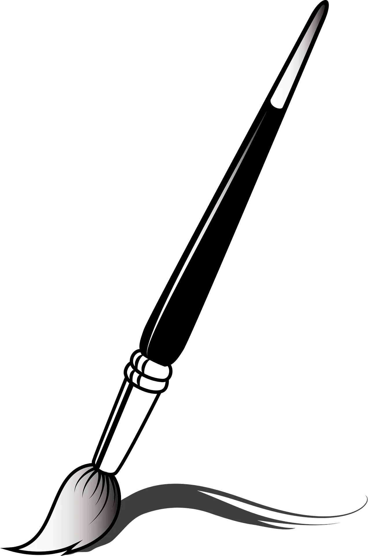 Elegant Black and White Paintbrush Clipart with Soft Bristles and Sleek Handle