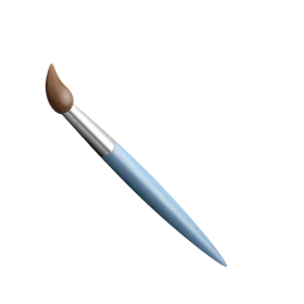 Elegant Blue-Handled Paintbrush Clipart with Soft Wooden Bristle Tip