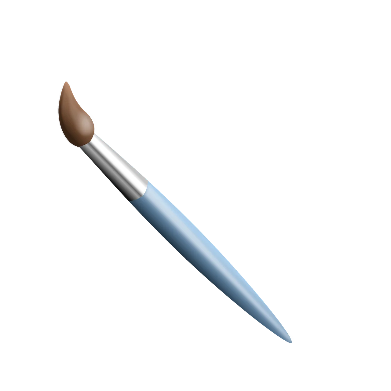 Elegant Blue-Handled Paintbrush Clipart with Soft Wooden Bristle Tip