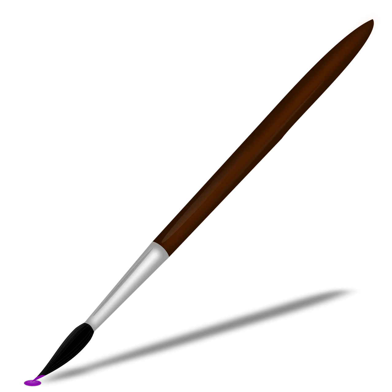 Elegant Brown and Silver Artist Paintbrush Clipart for Creative Design