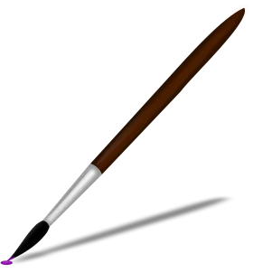 Elegant Brown and Silver Paintbrush Clipart with Pointed Tip