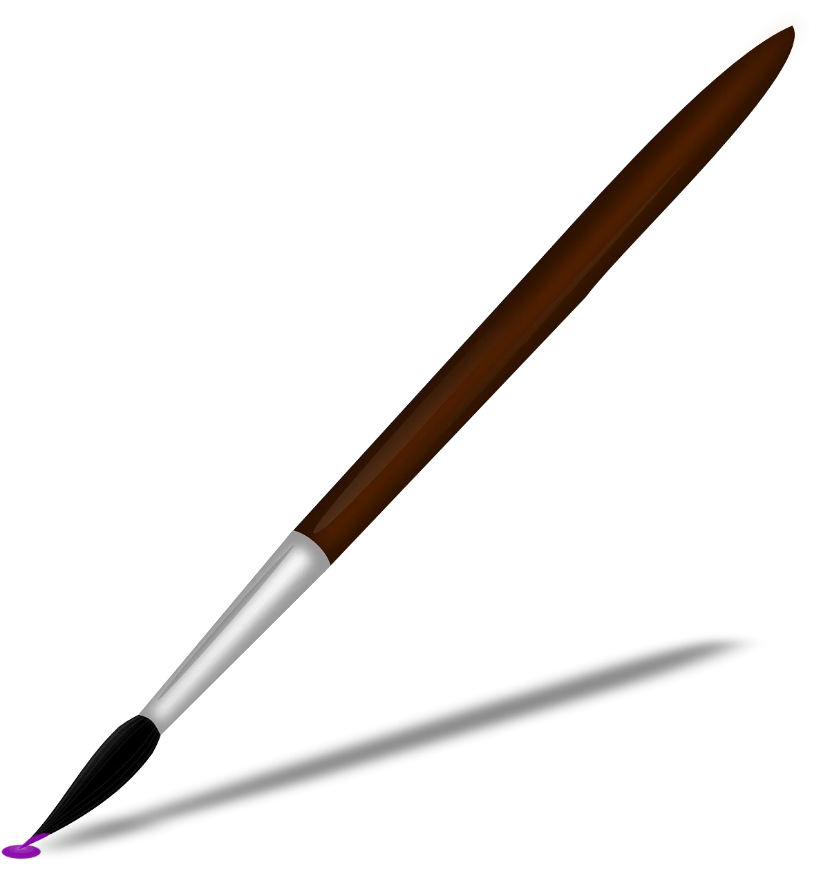 Elegant Brown and Silver Paintbrush Clipart with Pointed Tip